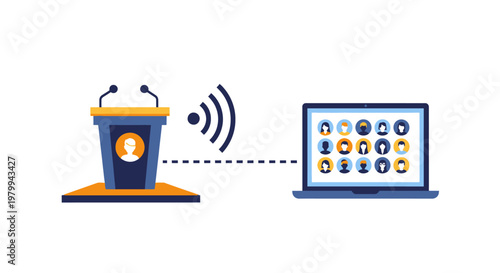 Podium with microphone and laptop connection.