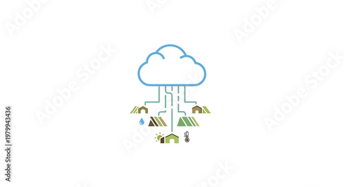 Rain Cloud with Raindrops Falling Down.