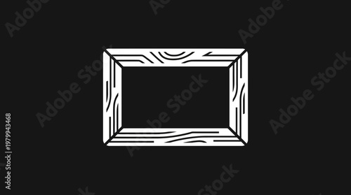 Minimalist Wood Frame Outline on Black Background