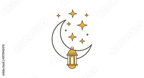 Ramadan Lantern with Crescent Moon.