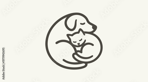 Dog and Cat Cuddling Logo Design