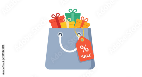 Shopping bag with gift boxes sale.