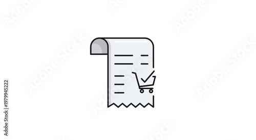 Shopping cart on receipt paper.