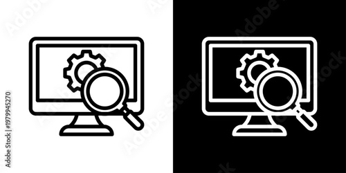 Analyze Icon Set Vector Collection Isolated In Black And White