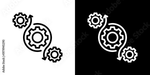 Automation Icon Set Vector Collection Isolated In Black And White