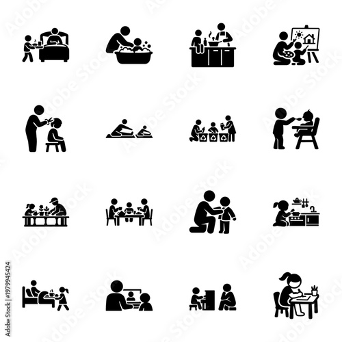 Family Routine and Home Activities Icons