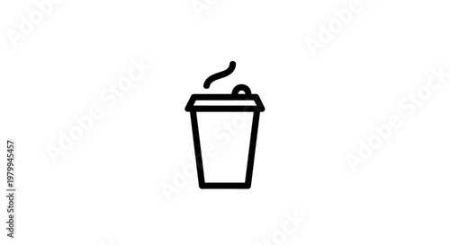 Simple black line coffee cup icon.