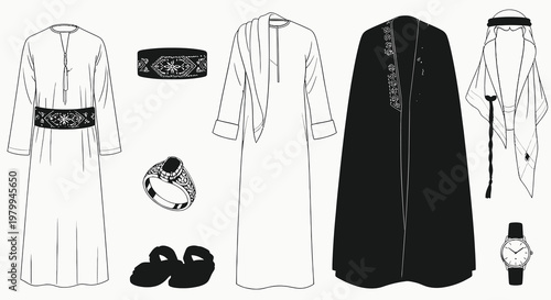 Traditional Arabic Men's Clothing and Luxury Accessories