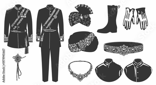 Formal Royal Military Uniform and Ceremonial Accessories