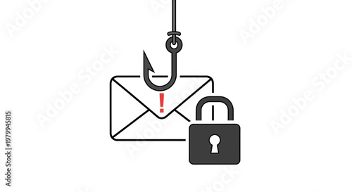 Phishing Hook with Email and Lock.