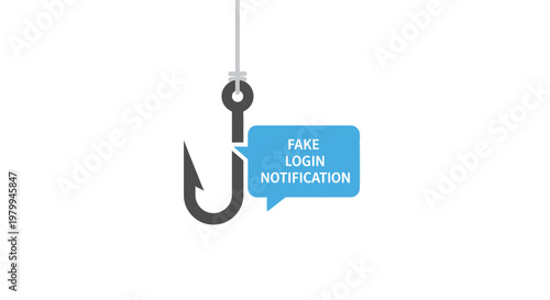 Phishing scam hook with fake login.
