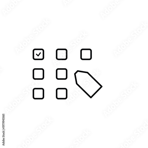 Data Labeling Icon – Dataset Tagging and Annotation Line Icon
