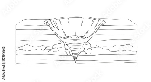 Cross-section illustration of asteroid impact crater forming on land and underwater