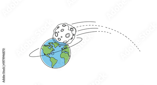 Asteroid Approaching Earth Orbit, Space Collision Threat, Cosmic Danger