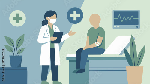 Doctor Consulting Patient in Clinic, Healthcare Examination and Medical Care