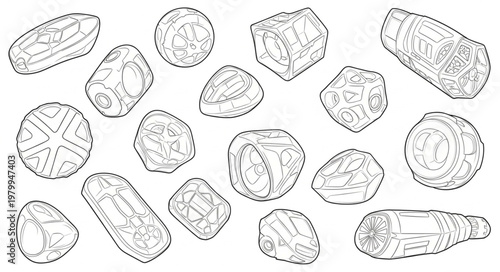 Hand-drawn illustration of various salt crystals.