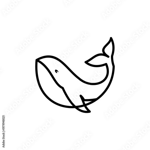 whale humpback logo vector illustration design, cute whale fish line art logo design