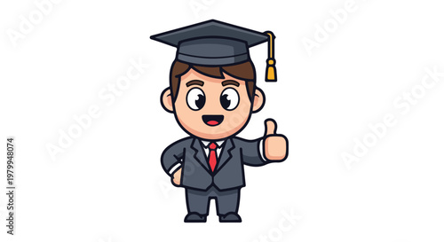 Teacher Thumbs Up Mascot Sticker Flat Vector Positive Character