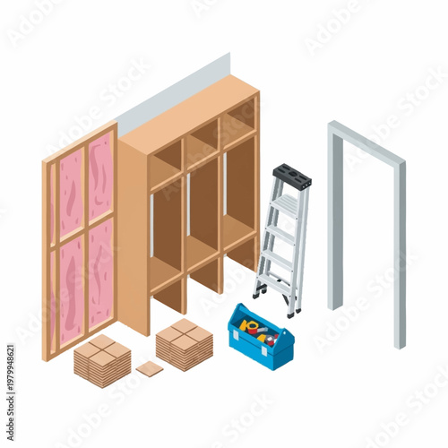 Home Renovation Project With Tools And Materials.