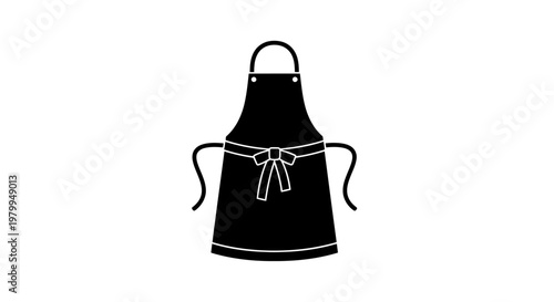 Black apron with white outline and bow cooking accessory kitchen wear apron design