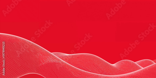 A vibrant red background with hearts creates a romantic Valentine illustration featuring a gold ribbon frame and elegant decorative patterns for a festive love card banner or holiday wallpaper design