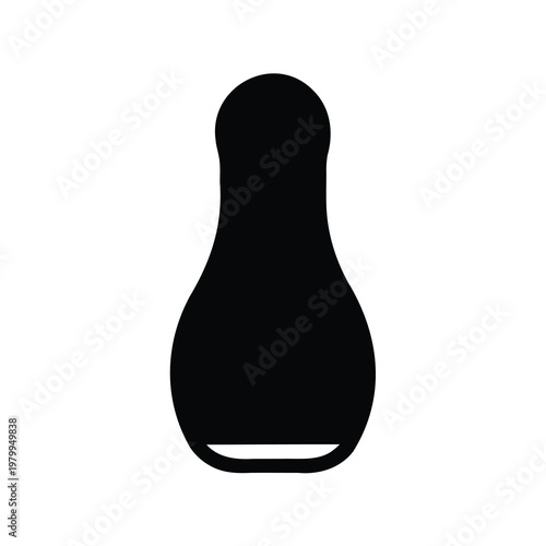 Isolated Black Bowling Pin Silhouette on a White Background Image