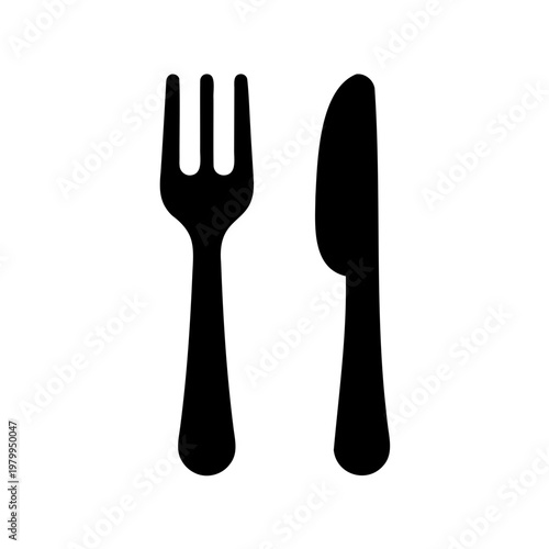 Simple and minimalist vector image of a fork and knife pair