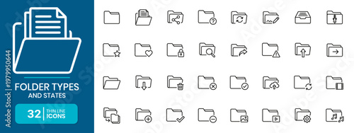 Minimalist Outline Folder Types And States Icons