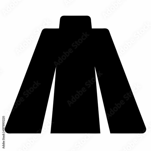 Simple black silhouette of a long sleeved shirt or coat icon
