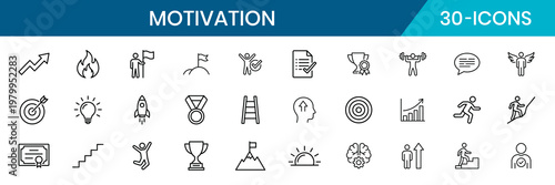 Motivation Symbols And Concepts Line Art Icons