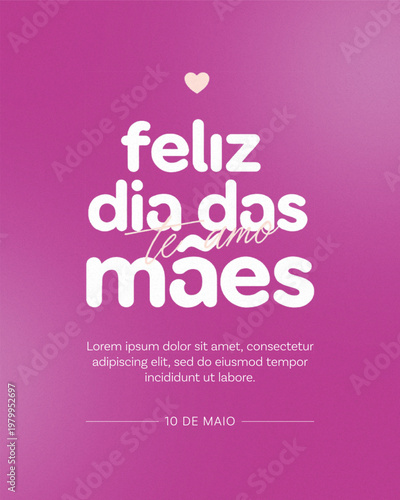 Template de Card Feliz Dia das Mães: Design Moderno com Gradiente Vibrante e Tipografia Bold Editável