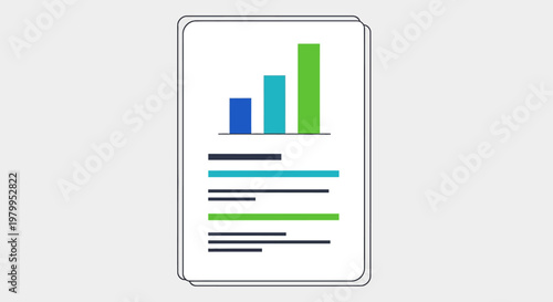 Financial report with rising bar graph showing positive growth and data analysis