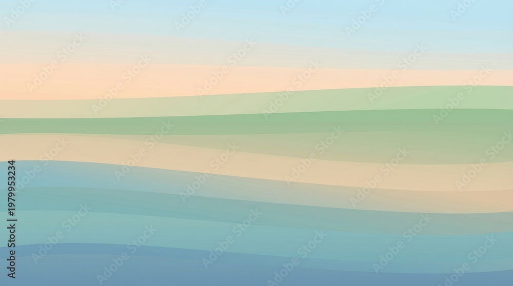 Fototapeta premium Soft pastel horizontal gradient background with warm peach, mint green, and sky blue layers, minimalist abstract design for wallpaper, web design, or branding projects