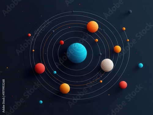 Wallpaper Mural Dark mode vectorstyle solar system with clean minimal lines and data tags Torontodigital.ca