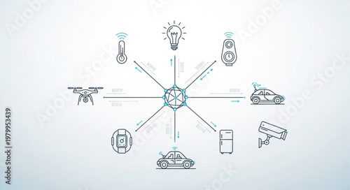 Central Smart Home Internet of Things Hub Illustration.