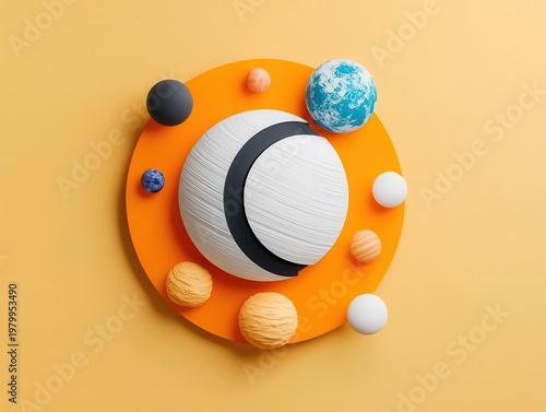 Wallpaper Mural Planets orbiting symmetrically around yinyang shaped sun, balance in cosmos concept Torontodigital.ca