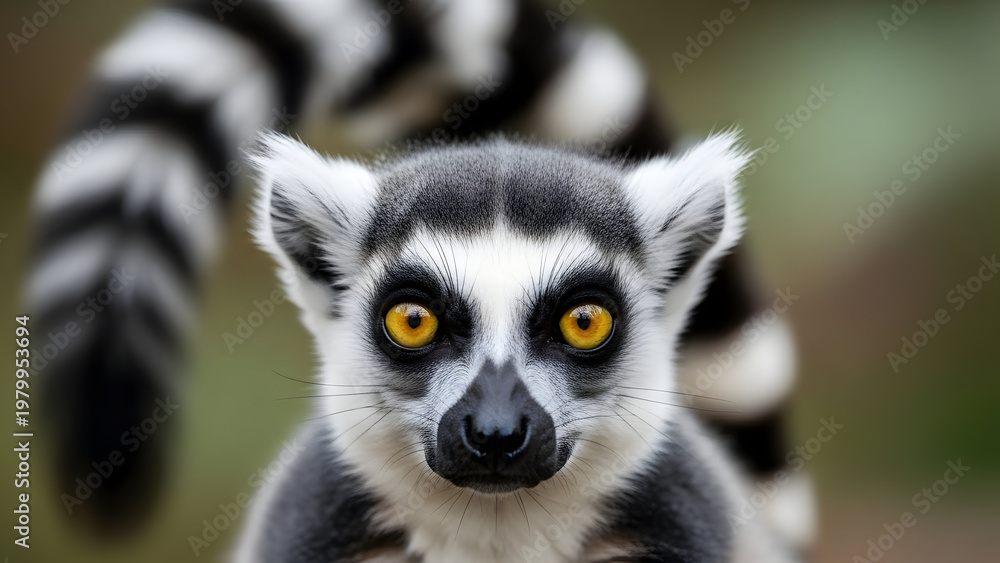 Fototapeta premium Curious ring-tailed lemur