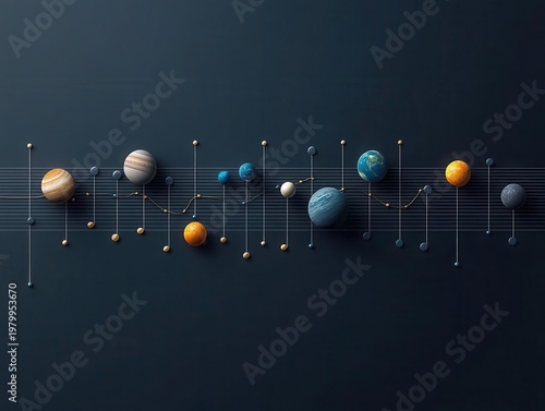 Wallpaper Mural Planets arranged as musical notes on a staff in deep space, sound of the universe theme Torontodigital.ca