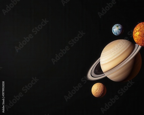 Wallpaper Mural Artistic crosssection of the solar system s orbits in minimalist style Torontodigital.ca