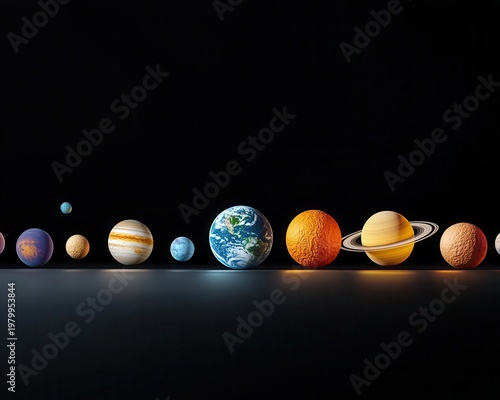 Wallpaper Mural Closeup of textured planetary surfaces arranged in orbit order, educational detail Torontodigital.ca