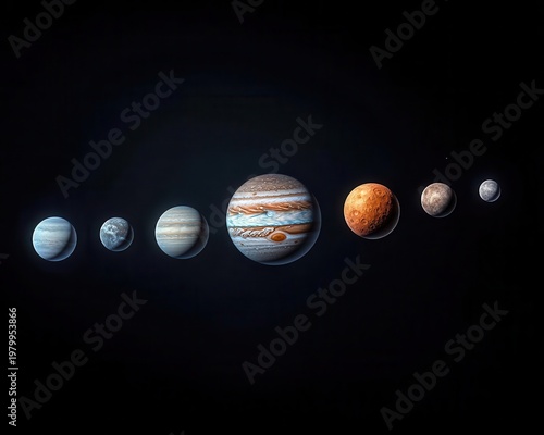 Wallpaper Mural Closeup of textured planetary surfaces arranged in orbit order, educational detail Torontodigital.ca