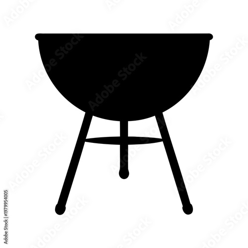 Simple Silhouette of a Charcoal Grill on a White Background Iconography
