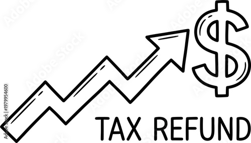 Conceptual illustration depicting the positive financial impact of a tax refund, showing monetary growth and an upward trend for personal finances, promoting economic advantage
