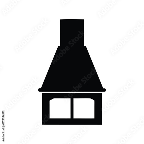 Black and white kitchen hood silhouette drawing used for smoke ventilation
