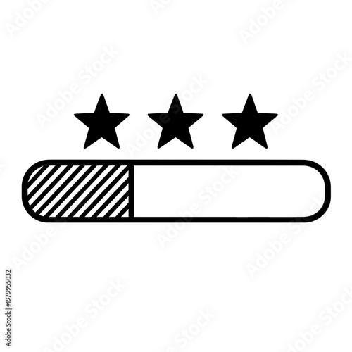 Three Star Rating Line Icon
