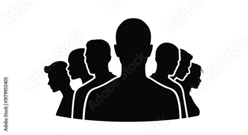 Elegant Vector Silhouette of a Woman Standing in Profile Isolated on White Background