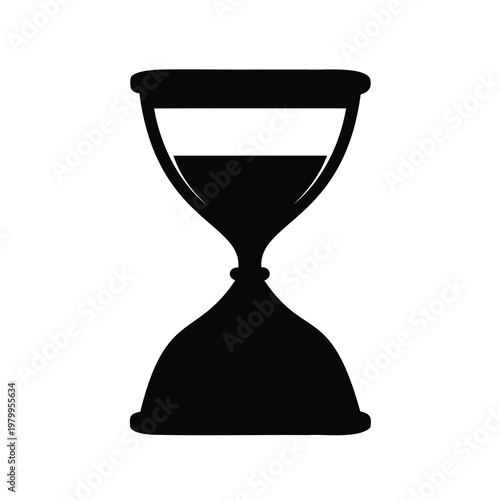 Hourglass silhouette representing time passing by with clear indication of granules