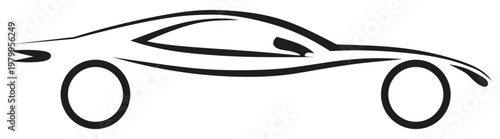 Sports Car Vector Line Art Illustration.