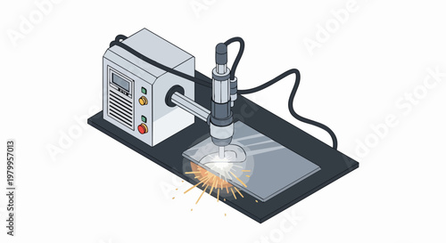 Isometric CNC Laser Cutting Machine Engraving Metal Plate with Sparks