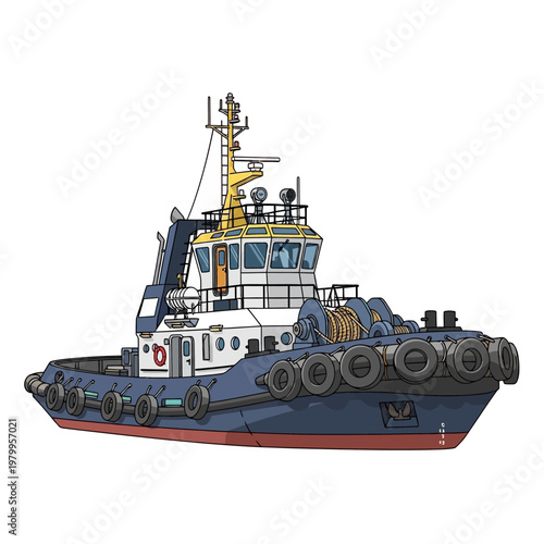 Modern Tugboat Illustration - Marine Vessel for Towing and Assistance